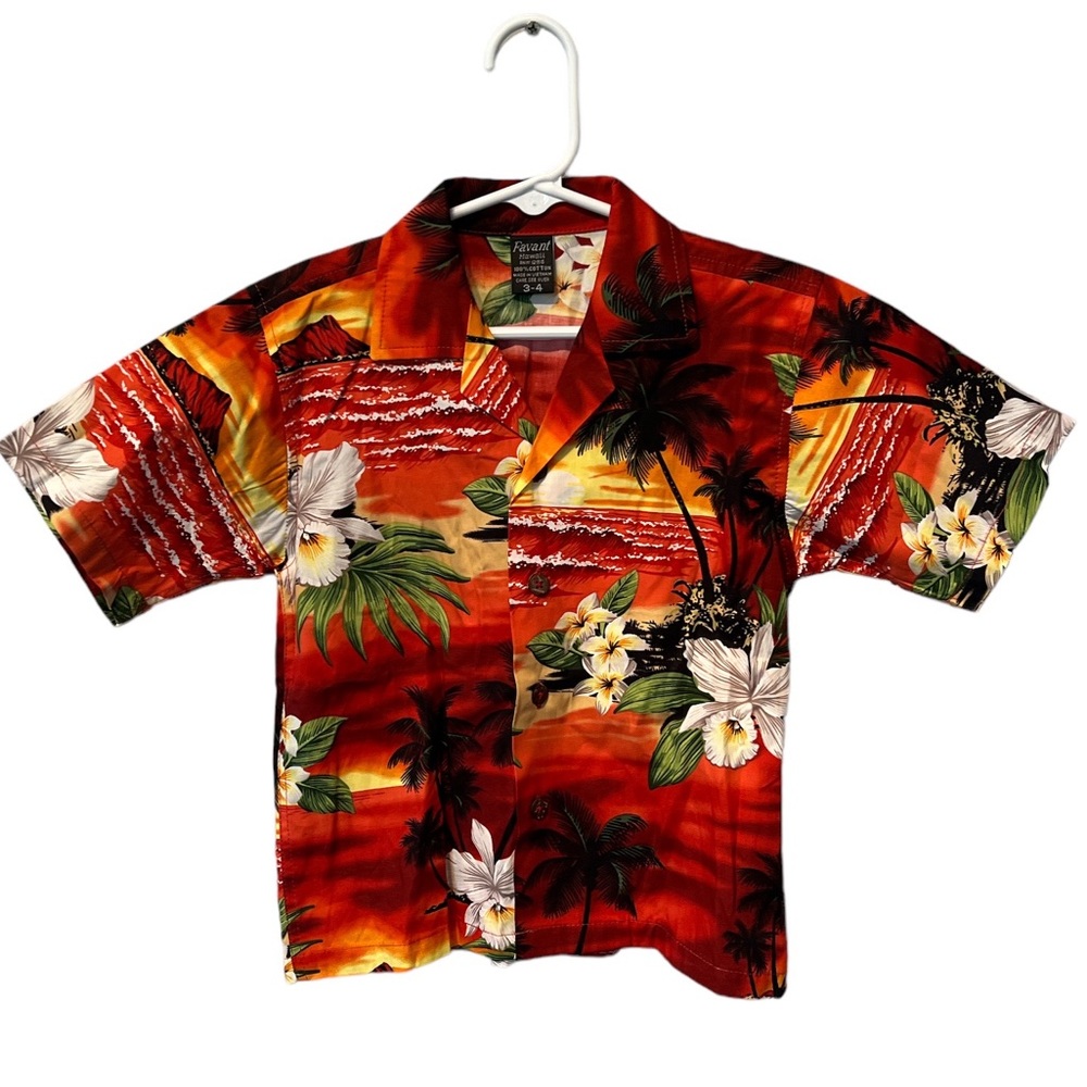 Favant Hawaii toddler Hawaiian print button down shirt 3/4